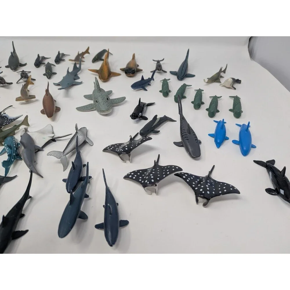 Lot of 72 Ocean Sea Animal Figures Sharks Whales Rays PVC Toy Bulk Bundle